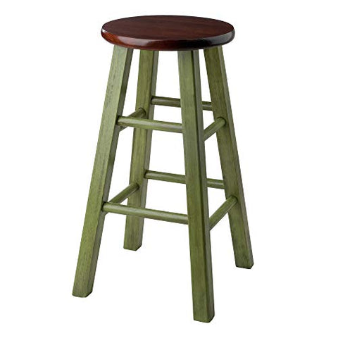 Winsome Wood Ivy Counter Stool, Rustic Green and Walnut, 24"