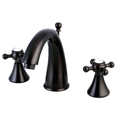 Kingston Brass KS2975BX English Country Widespread Lavatory Faucet, Buckingham Cross Handle, Oil Rubbed Bronze