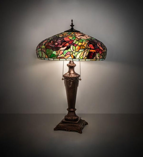 Meyda Tiffany Lighting 253024 Tiffany Peony Two Light Table Lamp Table Lamp