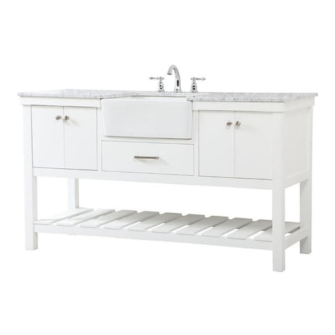 Elegant Decor Clement 60" Aluminum MDF Single Bathroom Vanity in White