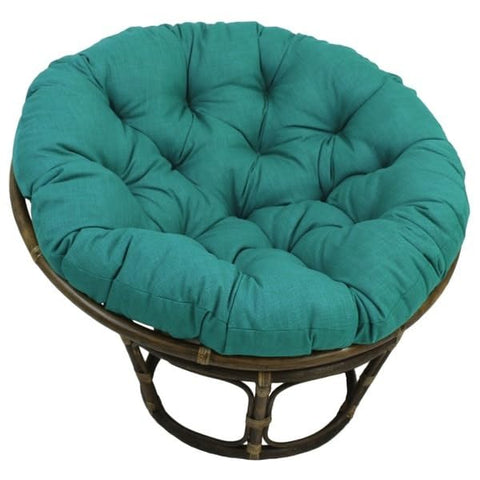 International Caravan Bali 42-inch Papasan Chair with Solid Polyester Cushion Recliners, Gaming Chairs Aqua Blue