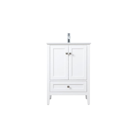Elegant Kitchen and Bath Hamilton 24" Solid Wood Single Bathroom Vanity in White