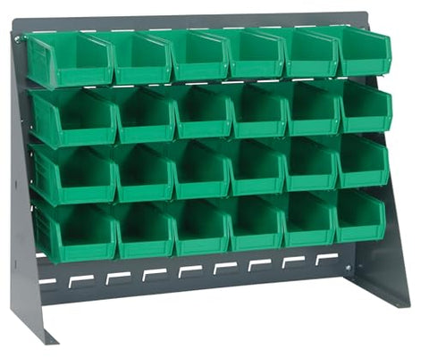 Quantum Storage Systems QBR-2721-210-24GN Ultra Bin Complete Bench Rack Package with 24 Ultra Bins, 27" x 8" x 21" , Green