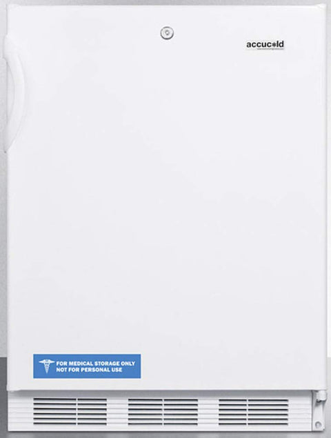 Built-in undercounter ADA compliant refrigerator-freezer for general purpose use with dual evaporator cooling cycle defrost lock and white exterior