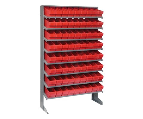 Quantum Storage Systems QPRS-501RD Solid Single Sided 8 Shelves 72 Super Tuff Euro Red Bins 64" H x 36" W x 12" D