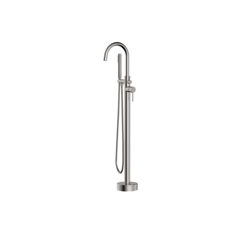 Elegant Kitchen and Bath Steven Brass Floor Mounted Tub Faucet in Brushed Nickel