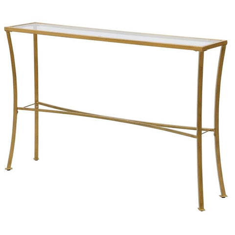 Paula Glass Top Console Table: Antique Gold