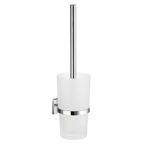Smedbo House Toilet Brush with Glass Container, Porcelain, Polished Chrome