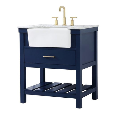 Elegant Decor Clement 30" Aluminum MDF Single Bathroom Vanity in Blue
