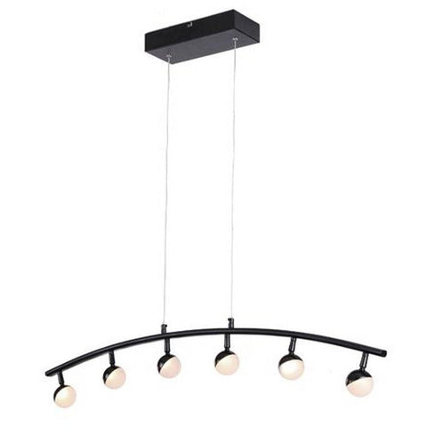 Lite Source LED 6-LITE Pendant LAMP, MATT Black/Acrylic, Type LED 2Wx6 LS-18358