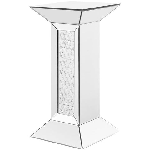 Elegant Decor Modern 12" Clear Crystal Mirrored Pedestal End Table