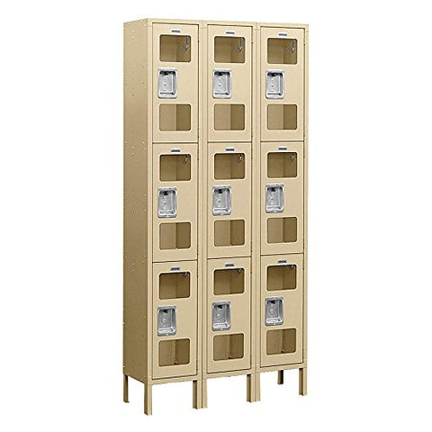 Salsbury Industries S-63365TN-U Triple Tier 36-Inch Wide 6-Feet High 15-Inch Deep Unassembled See Through Metal Locker, Tan Brown