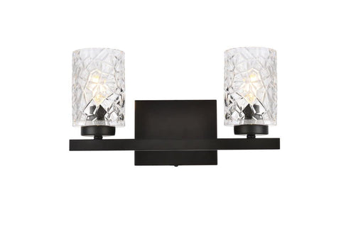 Living District Cassie 2-Light Metal Bath Sconce in Black and Clear