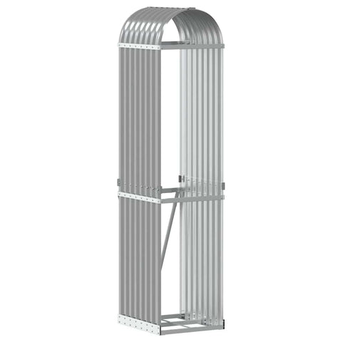 vidaXL Log Holder, Patio Deck Firewood Rack Wood Storage, Log Holder for Outdoor Indoor Fireplace, Light Gray 15.7"x17.7"x66.9" Galvanized Steel