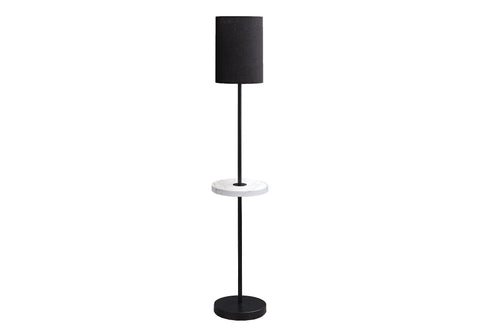 Monarch Specialties I 9691 Lighting, 62" H, Floor Lamp, USB Port Included, Black Metal, White Marble, Contemporary, Modern