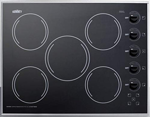 Summit 27" Electric Cooktop, 5-Burners, 230V Radiant Cooktop, Black- CR5B273B