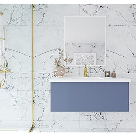 Laviva Vitri 42 - Nautical Blue Cabinet Matte White Viva Stone Solid Surface Countertop