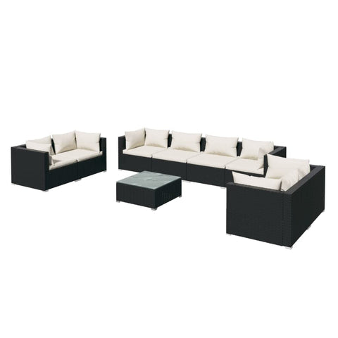 vidaXL 4-Piece Outdoor Lounge Set with Cushions - Poly Rattan Garden Sofa Set - Sturdy Powder Coated Steel Frame - Water- PE Rattan - Cream and Black