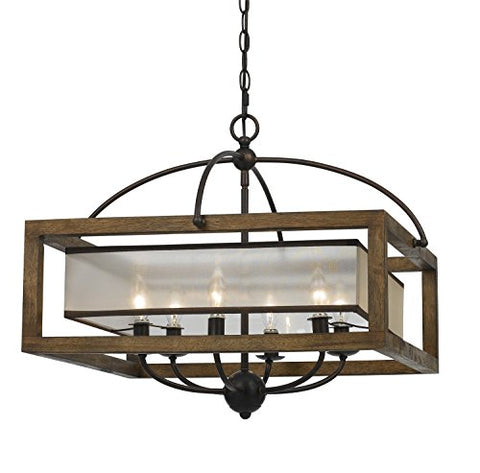 Cal Lighting FX-3536/6 Restoration Six Light Chandelier from Square Collection in Bronze/Dark Finish, 24.00 inches
