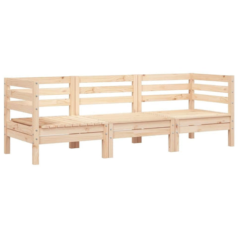 vidaXL Garden Sofa Natural Wood Solid Pine Wood 3-Seater Modular