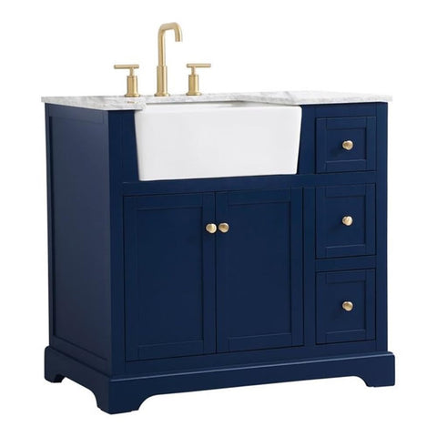 Elegant Decor Franklin 36" Aluminum MDF Single Bathroom Vanity in Blue