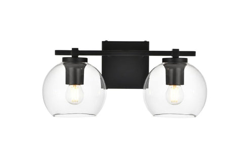 Living District Juelz 2-Light Iron & Glass Bath Sconce in Black/Clear