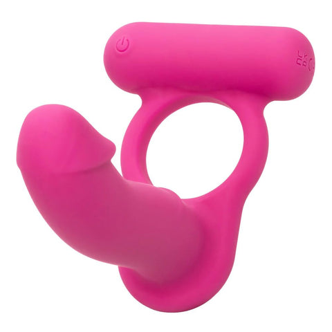 CalExotics Silicone Rechargeable Double Diver – Rechargeable Pleasure Probe Ring – Waterproof Massager Sex Toy for Couples – Pink