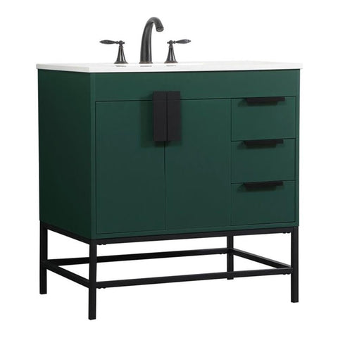 Elegant Decor Indoor Modern Under Sink Bathroom Fixtures Storage Organizer Cabinet 42 inch Single Bathroom Vanity - Green with backsplash