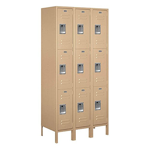 Salsbury Industries 63368TN-U Triple Tier 36-Inch Wide 6-Feet High 18-Inch Deep Unassembled Standard Metal Locker, Tan Brown