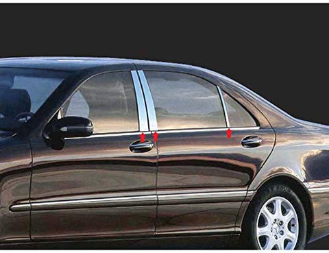QAA is Compatible with 2007-2013 Mercedes S Class 6 Piece Stainless Pillar Post Trim PP27086