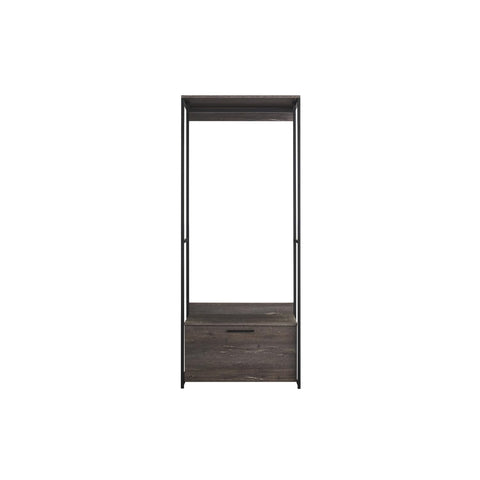 Klair Living Monica Wood and Metal Walk-in Closet with 1-Drawer in Rustic Gray