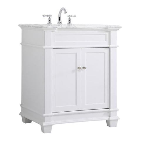 Elegant Decor Wesley 30" Steel and Solid Wood Single Bathroom Vanity Set - White