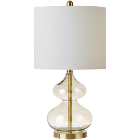 Oakestry 25-inch Set of 2 Modern Glass Table Lamps Portable Curved Design for Bedroom Living Room Office Nightstand Desk Dorm Gold Finish Ambient Lighting Home Decor Stylish and Functional
