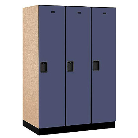 18" Wide Single Tier Designer Wood Locker - 3 Wide - 6 Feet High - 24 Inches Deep - Blue