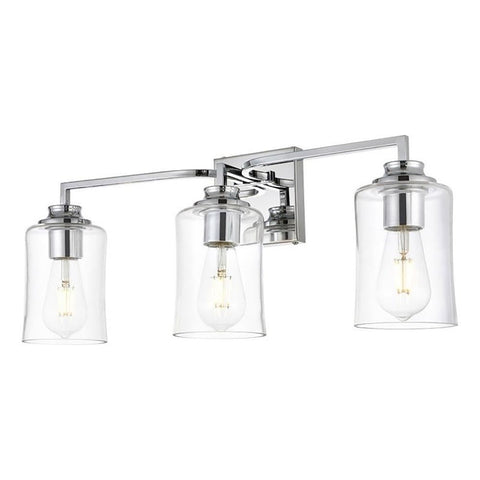 Living District Ronnie 3-Light Iron & Glass Bath Sconce in Chrome/Clear