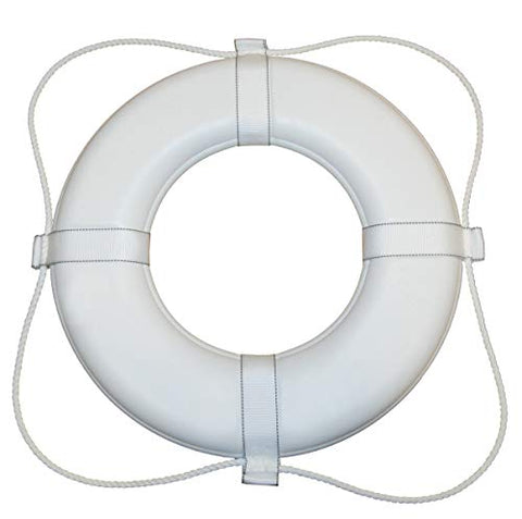 Taylor Made Vinyl Coated Foam Life Ring with White Grab Lines, White (20") – Puncture, tear, scuff-resistant – United States Coast Guard approved for commercial and recreational use – 2020122283