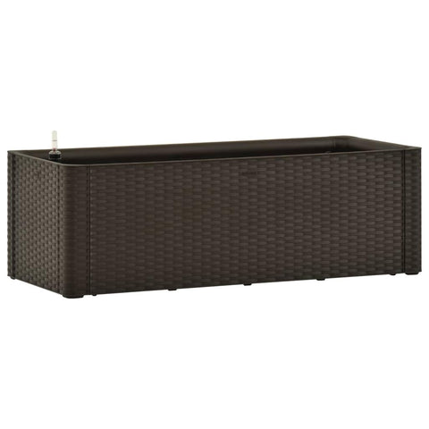 vidaXL Indoor/Outdoor Garden Raised Bed with Self Watering System - Mocha, Rattan Look, UV & Frost, Spacious Planting Box (39.4"x16.9"x13", 23.8 gal Capacity) - Polypropylene