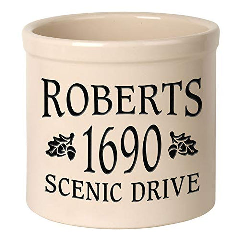 Whitehall 2567BK Personalized Oak Leaf 2 Gallon Stoneware Crock with Ceramic Material in Black 9.75 x 9.75 x 9