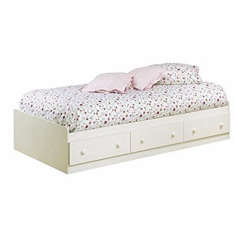 Fast Furnishings Twin Size Platform Bed with 3 Storage Drawers in White Finish
