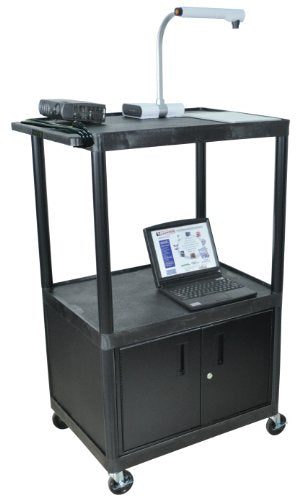 54 in.H AV Cart - 3 Shelves Cabinet Electric - Black