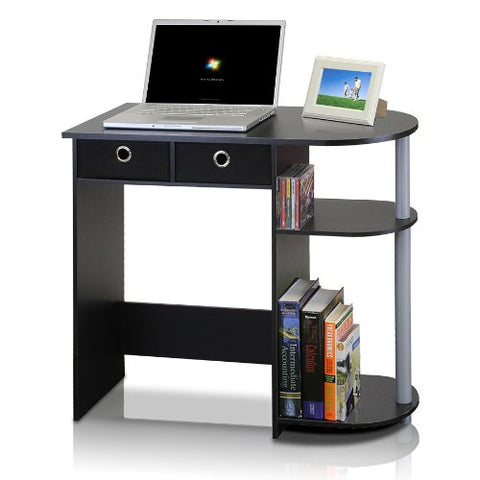 Furinno GO GREEN Desk, 31.5" Wide Gaming Desk with 2 Side Shelves and Storage Bins, Computer Desk, Office Desk for Home Office, Study Room, Dorm, Bedroom, Black