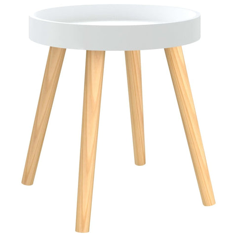 vidaXL Scandinavian Side Table - White Table with Tray, Lightweight and Compact Design, Engineered Wood and Pinewood, Ideal for Living Room or Bedroom, Dimensions: 15"x15"x15.7"