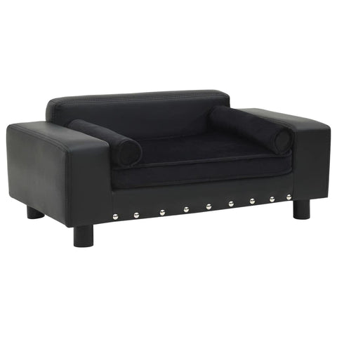 vidaXL Dog Sofa Cat Sofas Dog Sofa Bed Cough Coughes Kitty Puppy Pet Lounge Seating Home Soft Cushion Black 31.9"x16.9"x12.2" Plush and Faux Leather