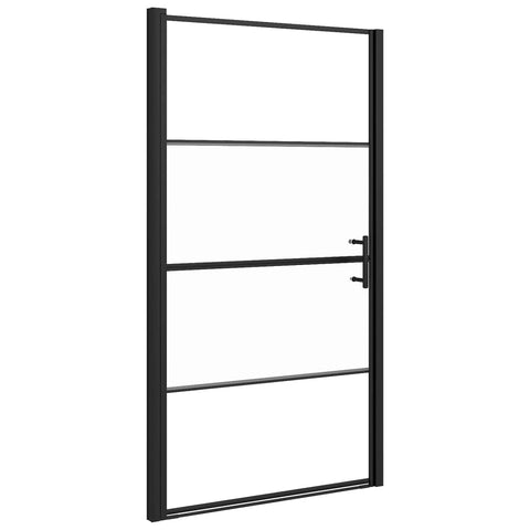 vidaXL Pivot Shower Door, Adjustable Bathroom Glass Door, Shower Screen, Shower Enclosure, Black Frame Half Frosted Tempered Glass Splash-Proof