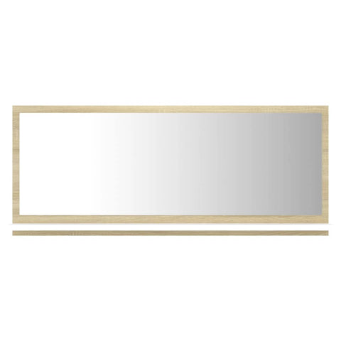 vidaXL Modern Bathroom Mirror with Shelf - White and Sonoma Oak, 35.4"x4.1"x14.6", Engineered Wood and Acrylic Construction, Aesthetically Pleasing
