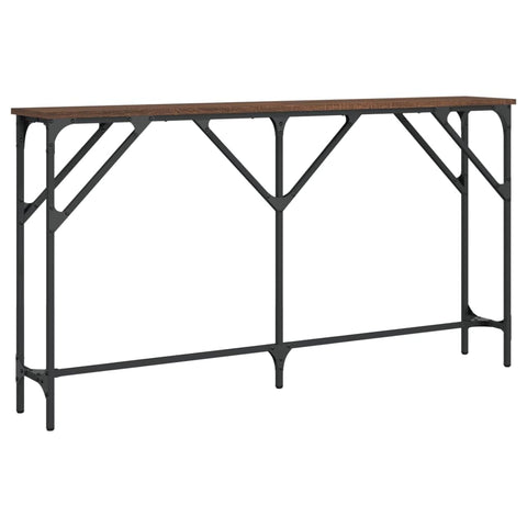 vidaXL Console Table in Brown Oak - Engineered Wood with Durable Metal Frame, Ideal for Entryway, Living Room or Hallway