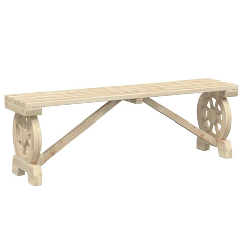 vidaXL Sturdy Fir Wood Patio Bench - Comfortable Outdoor Seating with Wagon Wheel Armrest Design, 242.5 lb Load, for Garden/Terrace