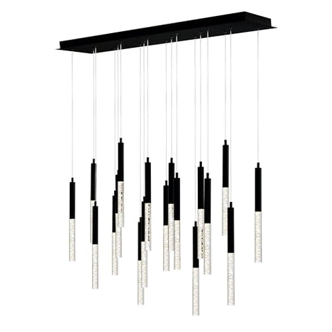 CWI Lighting Dragonswatch 48'' Black Chandelier for Dining Room, Living Room, or Entryway – Integrated LED Modern Light Fixture, BACL Certified, 3-Year Warranty