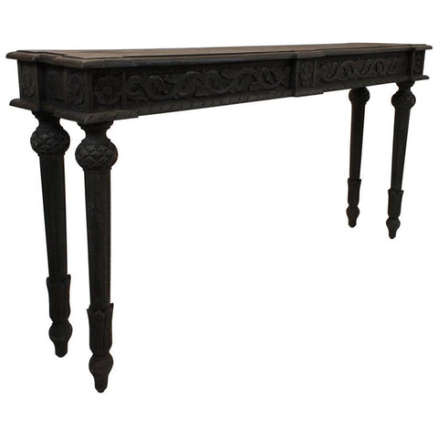 Moti Tigard Solid Wood Hand-Carved Console Table in Gray Finish