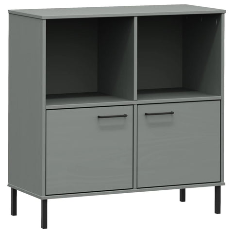 vidaXL Oslo Gray Solid Wood Bookcase with Metal Legs, Easy Assembly and ic Finish, Ideal for Organizing Books, Magazines, and Documents